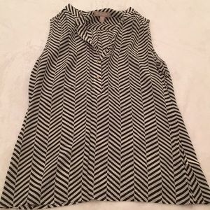 Striped silk  V-Neck Top